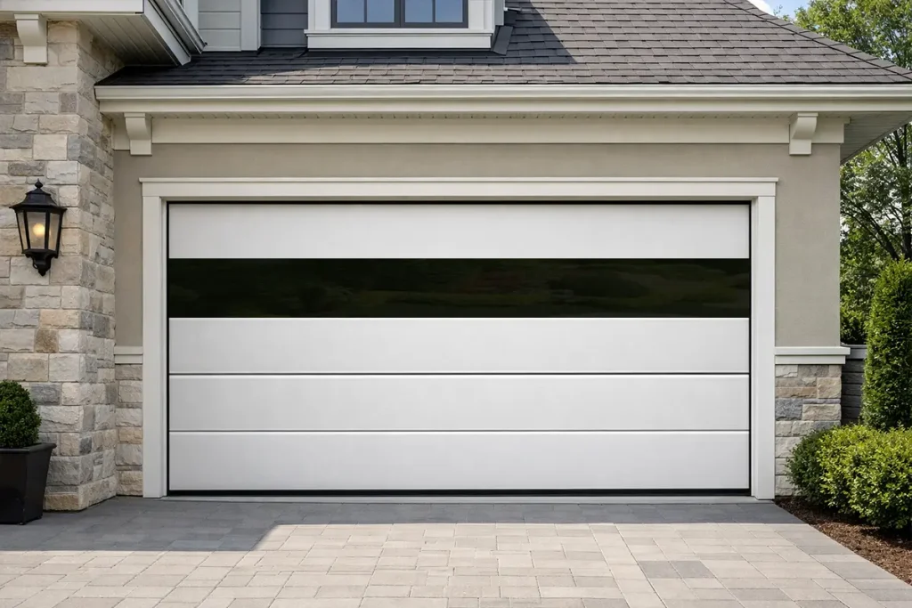 Insulated Solid-Vision Hybrid Garage Door for Natural Daylighting and Privacy