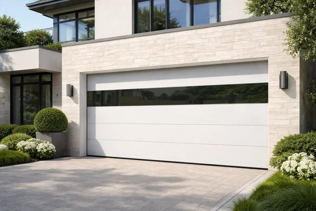 ABX Solid-Vision Hybrid Sectional Door with 50mm Thermal Break Frame (White)